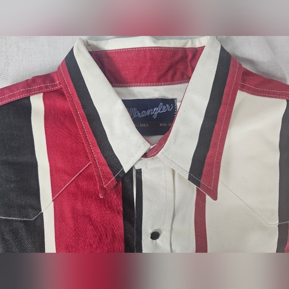 VINTAGE Mens Wrangler BRUSHPOPPER PEARLSNAP BLACK RED WHITE SIZE XXL - Picture 9 of 10